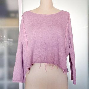 Free People Mauve cropped sweatshirt with crochet back size S